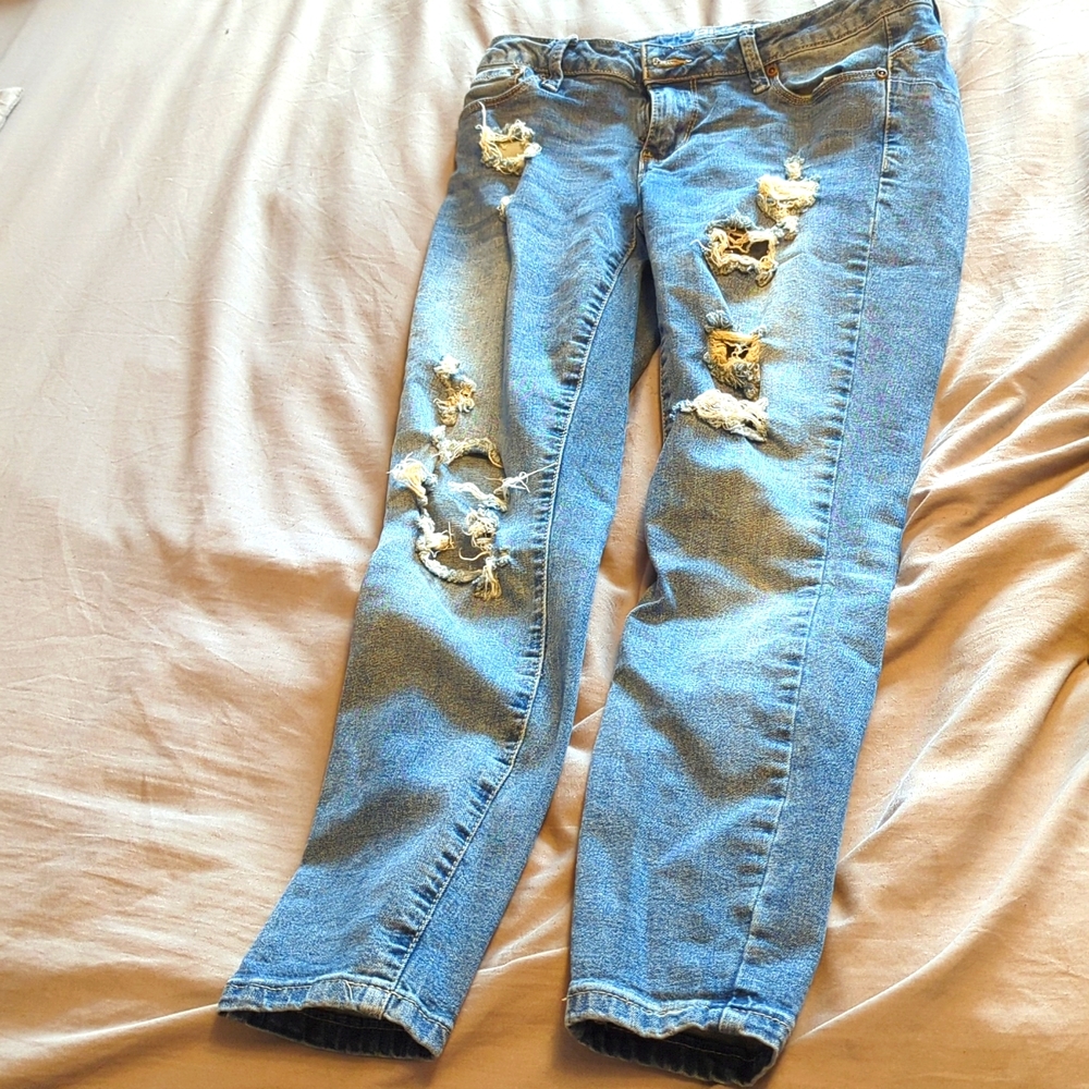 Bluenotes curvy cropped jeggings distressed